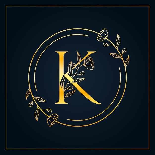 KGoldelegantes BlumenBuchstabenLogo Premium Vektor