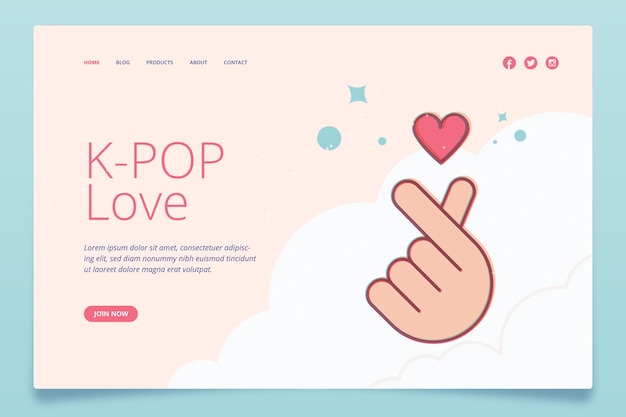 Vektor k-pop musik landing page