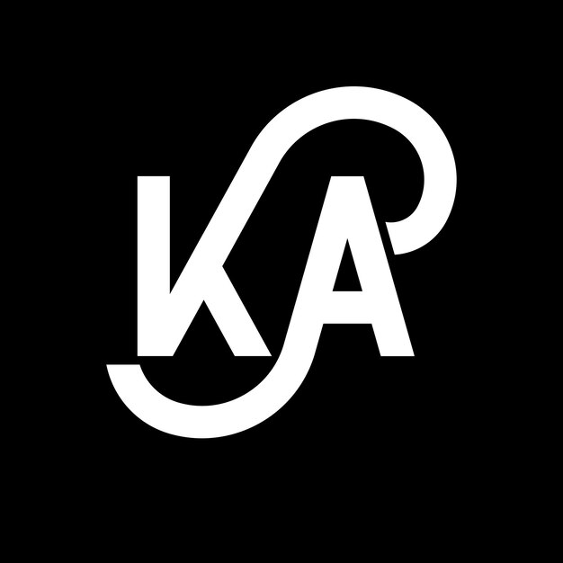 KA Buchstaben-Logo-Design auf schwarzem Hintergrund KA kreative Initialen Buchstaben-logo-Konzept ka Buchstaben-Design KA weiße Buchstaben-Design auf schwarzem Hintergrund K A k a Logo