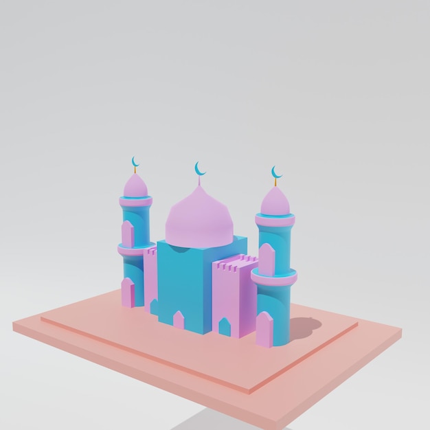 Vektor kabaah alharam und moschee-konzept realistischer 3d-objekt-cartoon-stil
