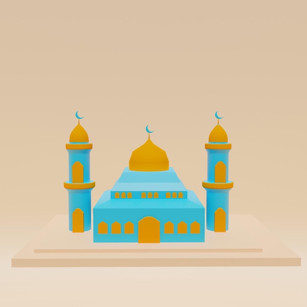 Kabaah alharam und moschee-konzept realistischer 3d-objekt-cartoon-stil