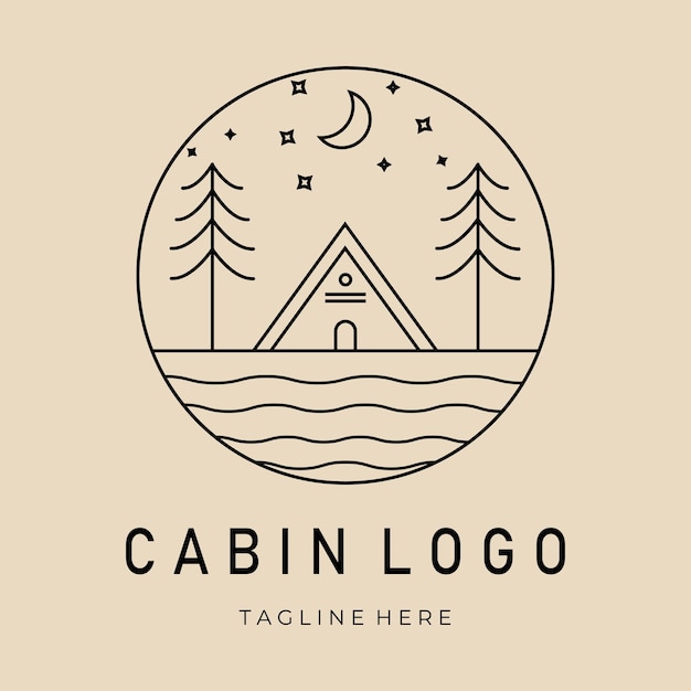 Kabinen-Logo-Icon-Template-Design mit Emblem-Vektor-Illustration