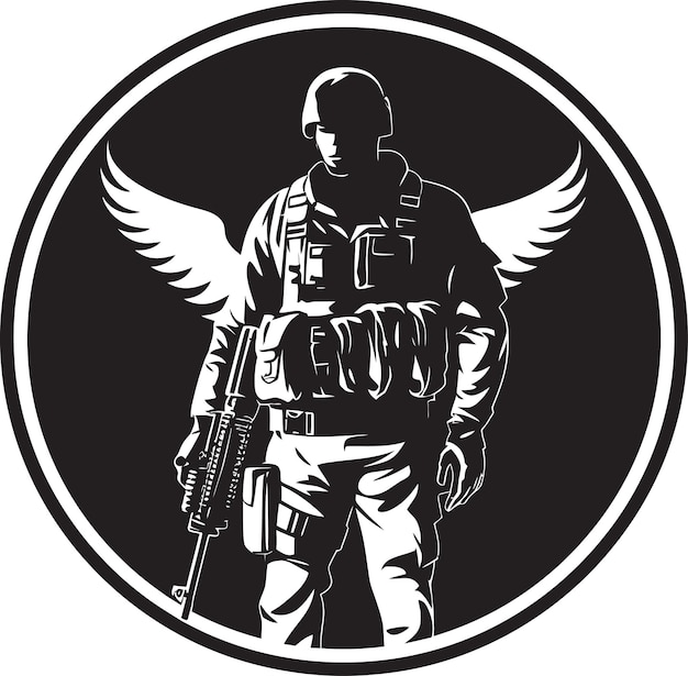 Vektor kämpfer vigil vector soldat icon verteidiger's tapferkeit schwarzes militäremblem