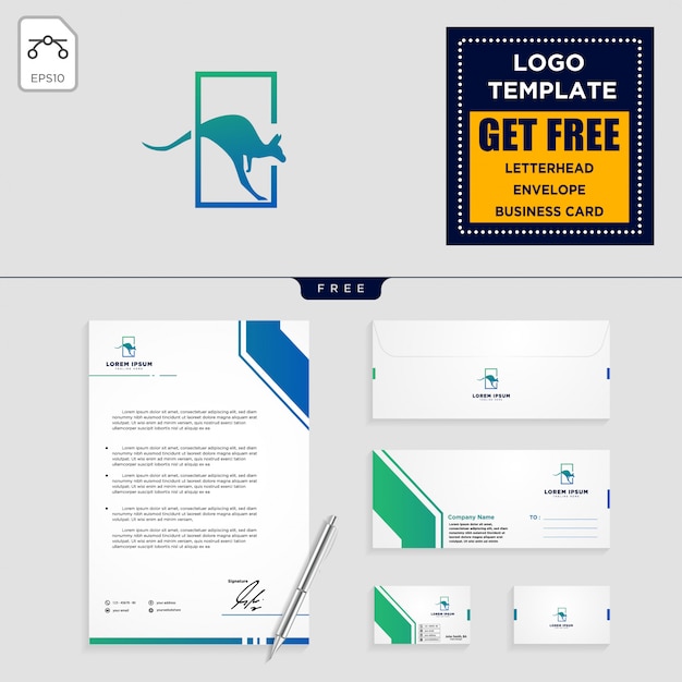 Känguru-logo-vorlage und briefpapier design