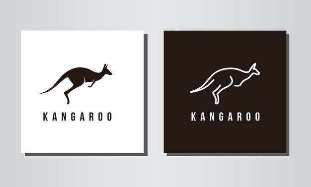 Känguru-Silhouette und Strichzeichnungen minimalistische flache Logo-Design-Symbol-Illustration