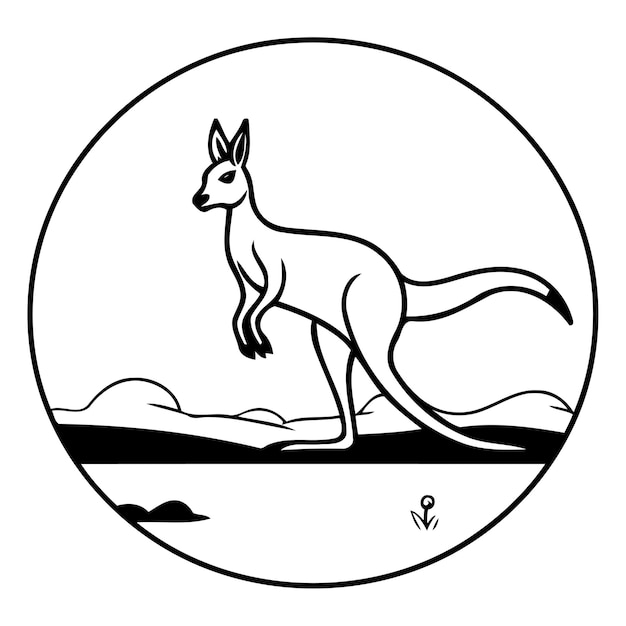 Vektor känguru-symbol vektor-illustration von känguru auf dem sonnenuntergang-hintergrund