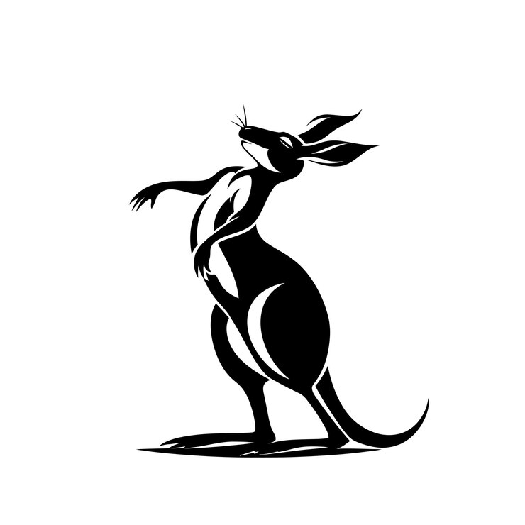 Vektor känguru tanzende silhouette-vektorillustration