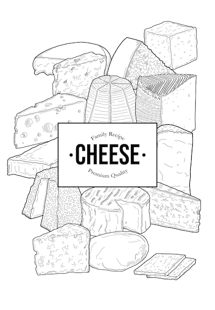 Käse-vertikal-banner-sammlung vektor-illustration set mit abzeichen