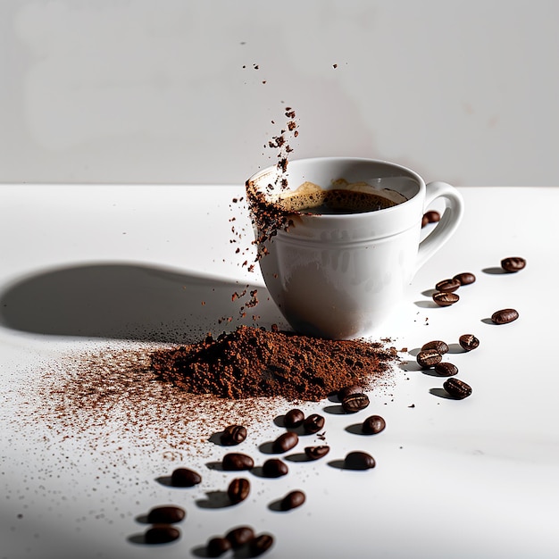 Kaffee aus einer Kaffeetasse verschüttet