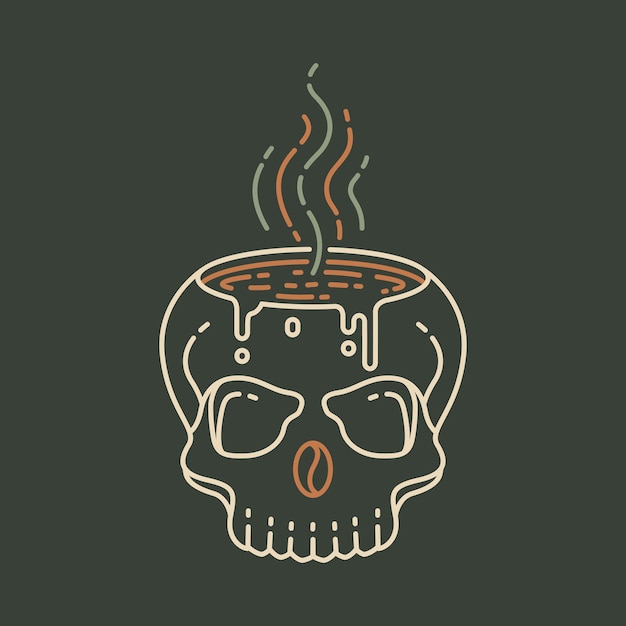 Kaffee bis zum tod 3 monoline-illustration