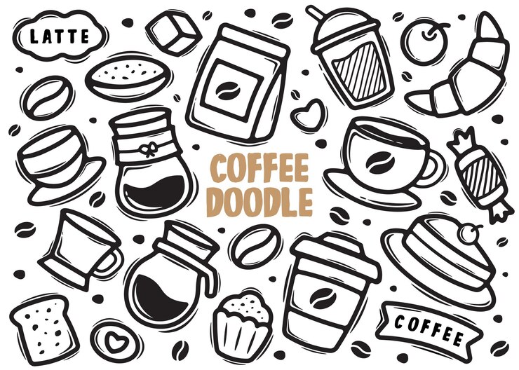 Vektor kaffee element gekritzel
