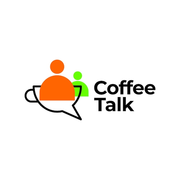 Kaffee-gesprächslogo kaffeetassenbecher-diskussionslogo-symbol