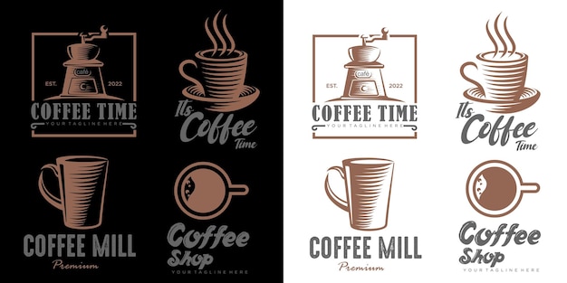 Kaffee-Icon-Set-Logo-Design-Vektor-Illustration