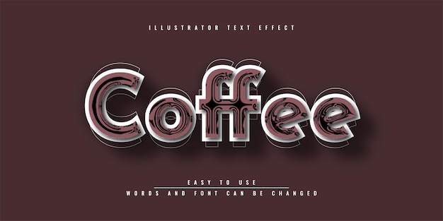 Kaffee-illustrator bearbeitbares texteffekt-vorlagendesign