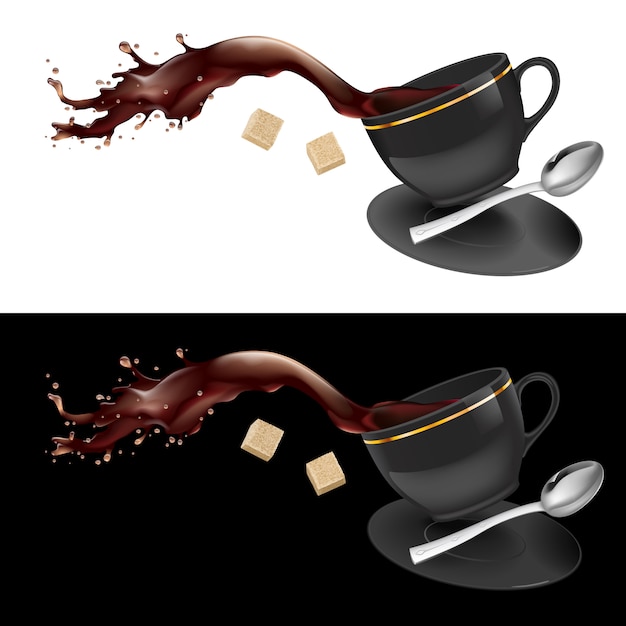 Kaffee in grauer Tasse.