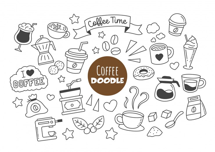 Vektor kaffee kawaii gekritzel