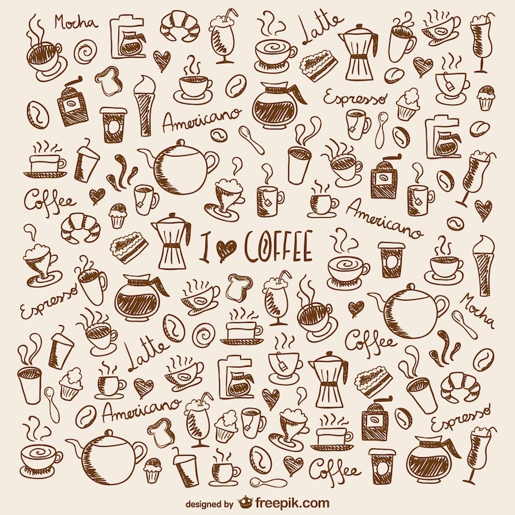 Vektor kaffee kritzeleien
