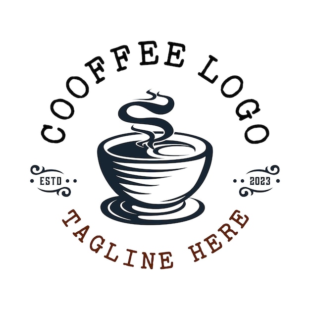 Kaffee-logo-illustrationsdesign. eine tasse kaffee im vintage-stil, sehr gut geeignet für kaffee-busi