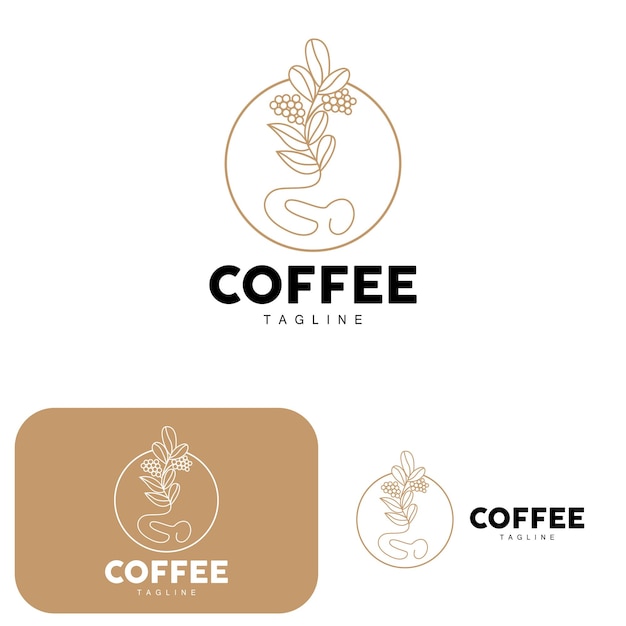 Kaffee-logo, kaffeebaum, design, café, getränk, vektor, symbol, marke, abbildung, symbol