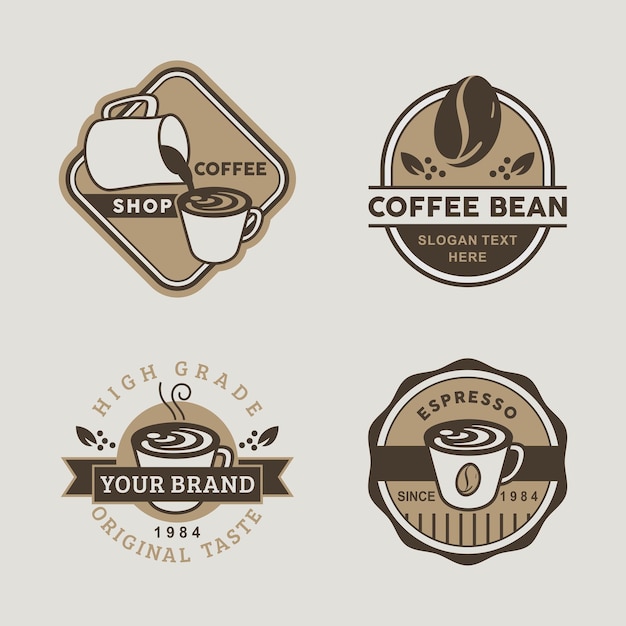 Vektor kaffee-logo-kollektion