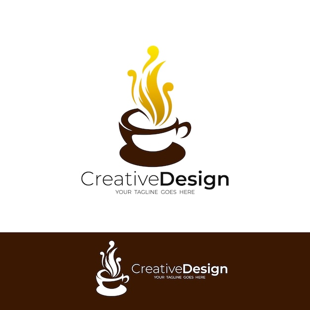 Kaffee-Logo und Pfeil-Design-Kombinationsbecher-Logos