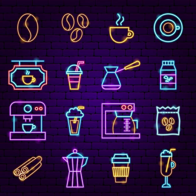 Kaffee-neon-symbole