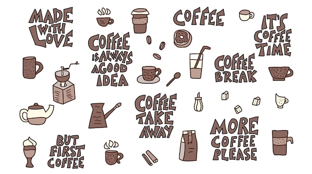 Kaffee-Set-Objekte Vektor-Design-Elemente