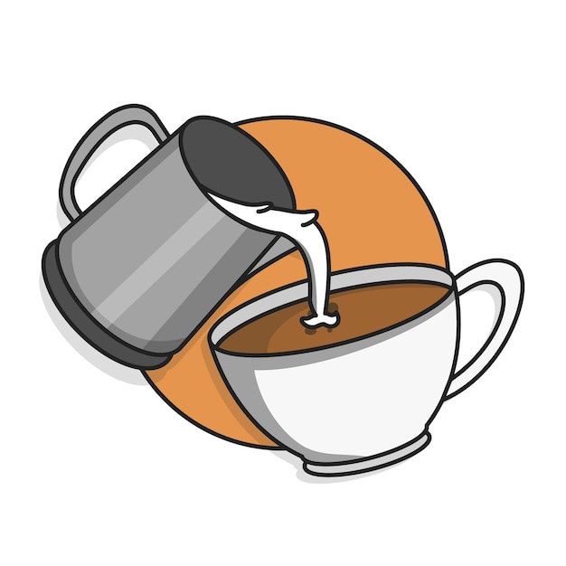 Kaffee, Spät, Design, Flache, Cartoon