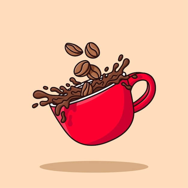 Kaffee spritzer kaffeebohne werfen cartoon vektor illustration