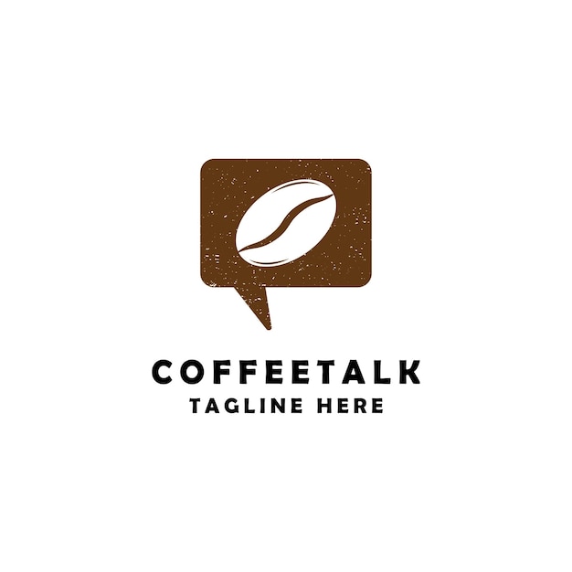 Kaffee-talk-logo-vektor-symbol-illustration mit bohnen- und blasen-chat-symbol