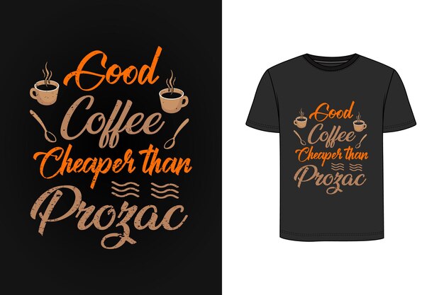 Kaffee-typografie-vintage-t-shirt-design premium-vektor