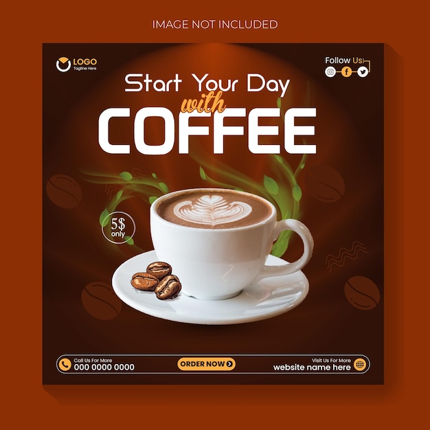 Kaffee- und Getränkemenu-Promotion in sozialen Medien Instagram-Banner-Vorlage
