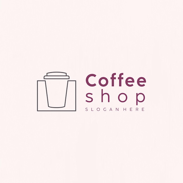 Vektor kaffeebecher-logo-design im line-art-stil