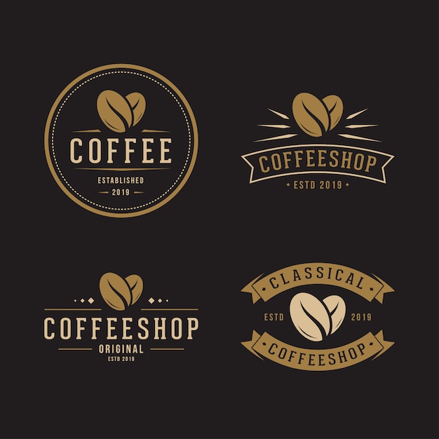 Vektor kaffeebohne logo pack