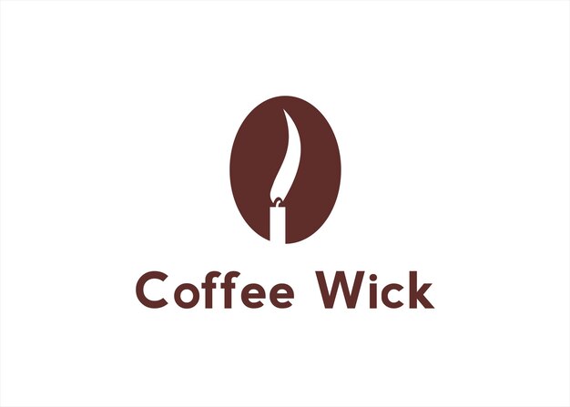Kaffeebohne mit kerzenlogodesign-vektorillustration