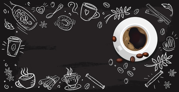 Vektor kaffeehintergrund mit realistischer tasse kaffee - vektor
