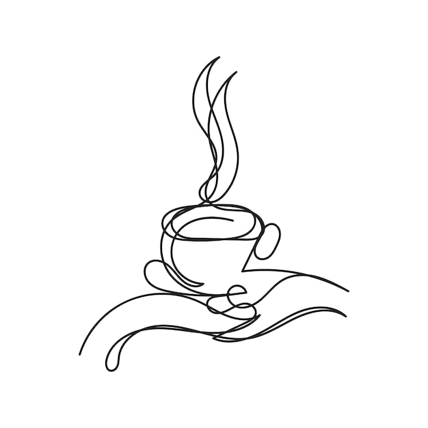 Kaffeekuppe mit einer Zeile Kunstdesign
