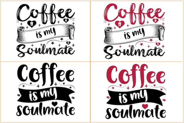 Vektor kaffeemotivation zitiert typografie oder kaffee-svg-bundle