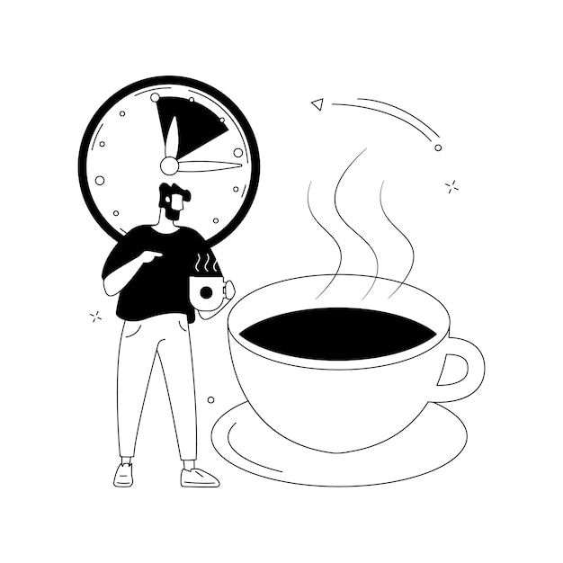 Vektor kaffeepause abstraktes konzept vektor-illustration heißgetränkeautomaten kaffeepause niedrigenergie anregende koffeindosis büroleben zum mitnehmen tasse café treffen abstrakte metapher