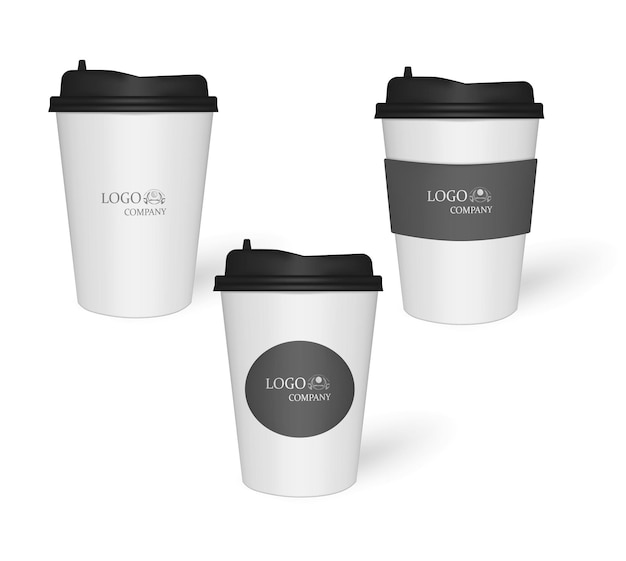 Kaffeetasse aus Papier mit Kunststoffdeckel Getränkebecher zum Mitnehmen mit Aufkleberhülle für Markenidentitätsdesign