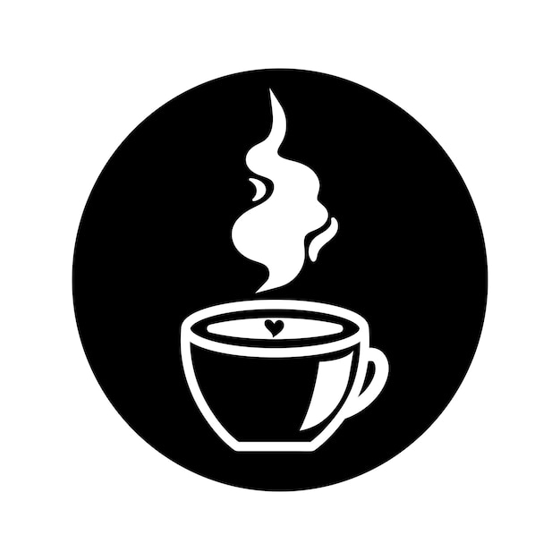 Kaffeetasse-Logo-Vektor-Illustration-Emblem-Design auf schwarzem Hintergrund