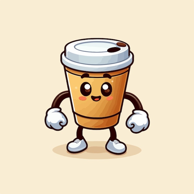 Vektor kaffeetasse maskot logo kaffeetasse charakter logo tee logo ai generiert