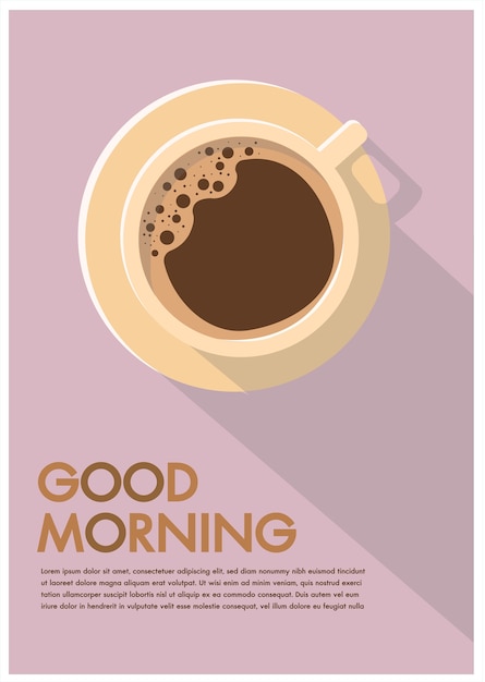 Kaffeetasse Poster flache Werbung Guten Morgen Hipster Flayers
