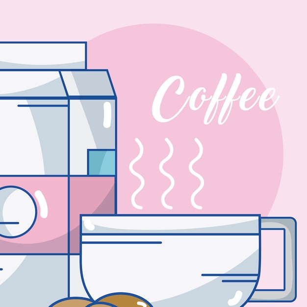 Kaffeetasse- und milchkastenvektorillustrations-grafikdesign