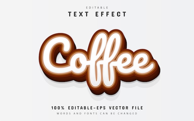 Kaffeetext, bearbeitbarer 3d-texteffekt