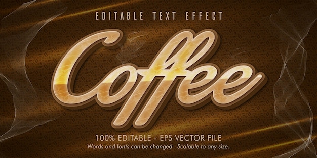 Kaffeetext, bearbeitbarer texteffekt im kaffeestil