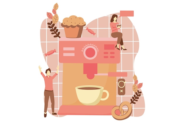 Kaffeetrink-Flat-Design-Illustration