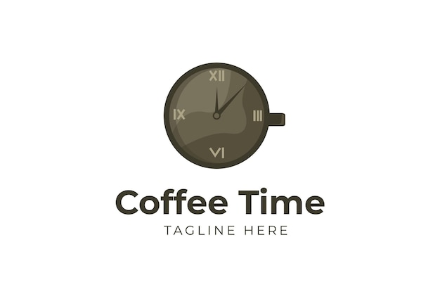 Kaffeezeit clock-logo-vorlage modern