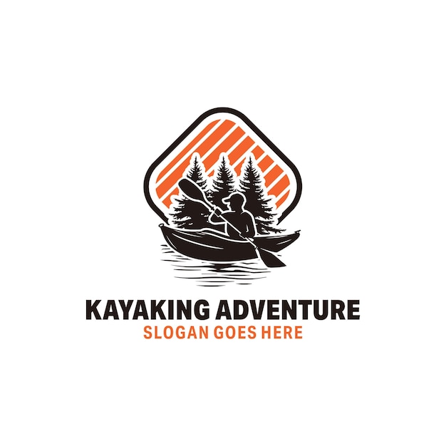 Kajak-Abenteuer-Logo-Design-Vektor