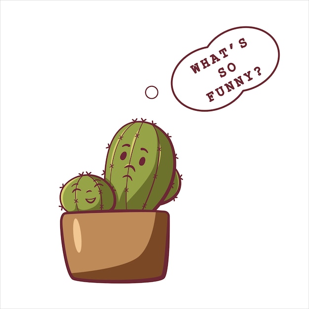 Vektor kaktus-charakter-design lustige süße kaktus-emotionen für web-app-druckaufkleber